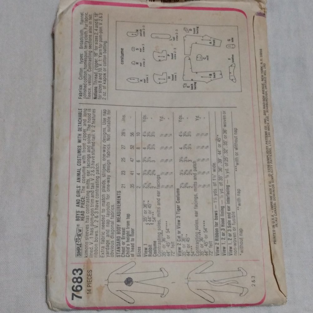 7683 Simplicity Simple-to-Sew Pattern - Picture 3 of 4